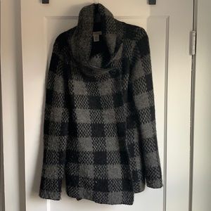 Wool-blend wrap sweater coat.